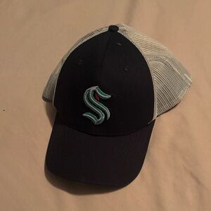 Seattle Kraken Black and White Mesh Baseball Cap